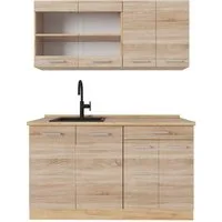 Vicco Küchenzeile R-Line, Sonoma/Goldkraft Eiche, 140 cm, AP Eiche