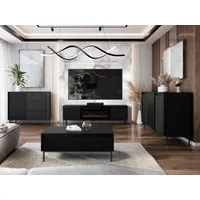 MIRJAN24 Wohnzimmer-Set Ozmi III, (2x Kommode, TV-Lowboard mit Kamin, Couchtisch), Realistische LED-Flamme