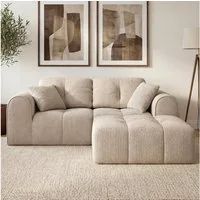 skølm Sofa Vanaheim, Vollschaumcouch vakuumiert verpackt, Couch 2 Sitzer mit Hocker & 2 Kissen, beige, kein Aufbau erforderlich