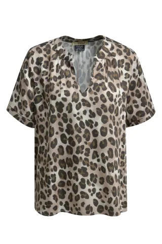 Smith&Soul - Half Slv V-neck Blouse nougat print - Gr. - S