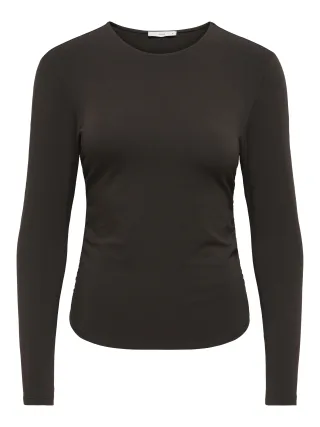 ONLY - ONLMIRA LIFE L/S RUCHING TOP JRS NOOS Chocolate Torte - Gr. - XS