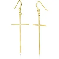 Materia Paar Ohrhänger Kreuz Ohrringe Damen Gold SO-281, Sterlingsilber, vergoldet