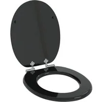 vidaXL WC-Sitz Soft-Close Toilettensitz Schwarz 44 x 38 cm MDF-Platte (1-St)