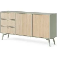 Lomadox Sideboard FAREHAM-160, 158cm breit, eukalyptusfarben, Front mit Fischgrätenmuster