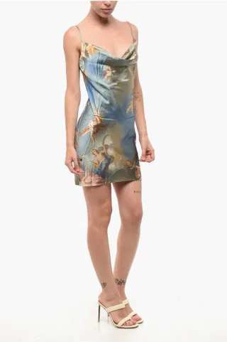 Gemustertes Satin-Minikleid in Mehrfarbig