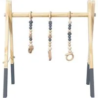 COSTWAY Baby Gym Spielbogen, mit 3 Kinderspielzeugen, klappbar, aus Holz