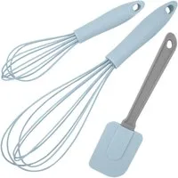 LindenBerg Schneebesen 3 tlg. Küchen Set mit Schneebesen, Teigschaber und Rührbesen, zum Rühren, Mischen, Quirl - Spülmaschinengeeignet