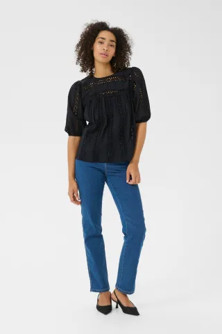 Langarm-Bluse Regular fit Black