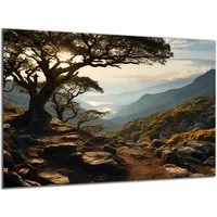 DARO Design Leinwandbild Modern Abstrakt Wandbilder XXL Wandbild Wand Deko Leinwand Bilder, (Olivenbaum - Bild groß Wohnzimmer Schlafzimmer Küche Esszimmer Einteilig Querformat Fotodruck Leinwände Wanddeko Abstrakte Kunst Boho)