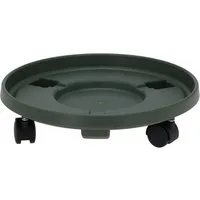 HAC24 Pflanzenroller Blumentopf Rollbrett Pflanzenroller Rund Ø 33 cm Blumenroller, (1-St), mit 3 Rollen, Tragkraft 50 kg, Dunkelgrün
