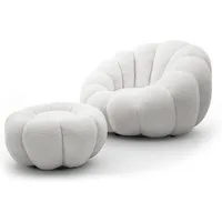 Lookway Drehsessel FLUFFY mit Fußhocker Bequemer Relaxsessel für Wohnzimmer (1x Sessel 1x Fußhocker), Drehsessel