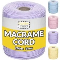 Creative Deco Makramee Garn 2-3 mm Baumwoll Polyester Baumwollkordel Baumwollschnur Nähgarn, 200,00 m, geliefert auf einer Spule