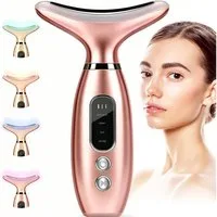 Luckice Gesichtsmassagegerät Gesicht Massagegerät 4-in-1 mit Wärmefunktion 45°C,Halsmassagegerät, Gua Sha Gesichtsmassageroller gegen Doppelkinn, Gesichts- und Halsmassage für straffe Haut, Beauty Tool LED Gerät Gesicht für Damen Herren