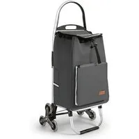 Sekey Einkaufstrolley Aluminium 2-in-1 Faltbar Einkaufstrolley Treppensteiger mit Kühltasche, 50 l zusammenklappbarer Transportwagen Treppensteiger Einkaufswagen
