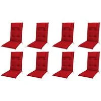 doppler® Hochlehnerauflage 8 er Set 8833 rot Gartenstuhl Auflagen Kissen Polster für Hochlehner, (Spar-Set, 8 St., 8 Auflagen), UV-beständig für Hochlehner-Stühle mit abnehmbaren Kopfkissen