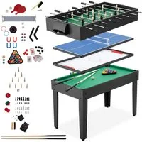 tectake Spieltisch Multigame-Tisch, umfangreiches Zubehörset, 125 x 123 x 83 cm, (Kombi-Spieltisch SirGameALot), 15in1, strapazierfähiges MDF, höhenverstellbare Füße