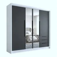 A&J MöbelLand GmbH Drehtürenschrank viertüriger Kleiderschrank mit Schubladen und Metallgriffen. (Geräumiger vier¬türiger Kleiderschrank mit Schubladen und Metallgriffen. Geräumiger Schrank mit einer Breite von 200 cm und Schubladen, ideal zur Aufbew