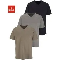 H.I.S T-Shirt mit V-Ausschnitt, V-neck, Unterziehshirt (3er-Pack) unifarben, V-neck, aus Baumwolle