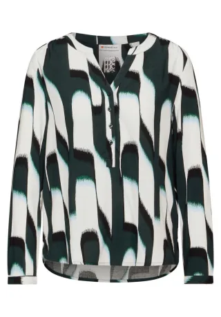 Street One - Bluse mit grafischem Muster grün - Gr. - 34