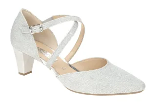 Gabor 01.363.61 Riemchen Pumps Silber Echtleder Fu?bett Trichterabsatz