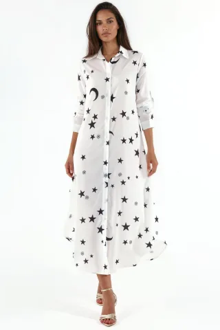 Textdruck Maxi-Hemdkleid