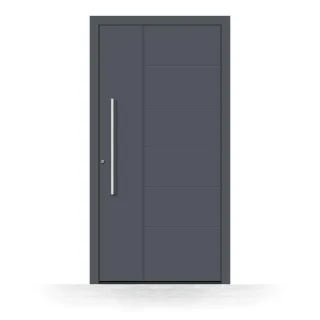 Haustür Anthrazit ohne Glas, Aluminium, Anthrazit RAL 7016, 70x170 cm, Schüco-Profil, Modell Hanau, individuell konfigurieren