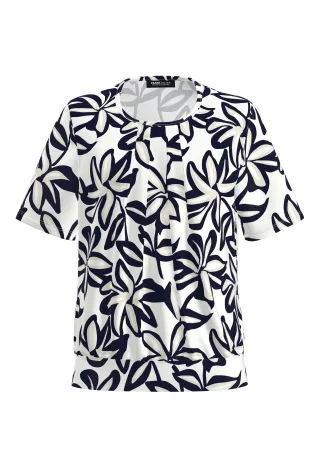 FRANK WALDER - Blusenshirt NOS aus Ecovero Viskose ink/ecru - Gr. - 40