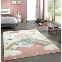 Carpetia Kinderteppich Kinderteppich Babyteppich Meerjungfrau Prinzessin pastell rosa, rechteckig, Höhe: 13 mm