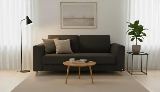BRUNO Schlafsofa 160cm in Anthrazit | Klassik | stabiles Massivholz & Boxspringkomfort