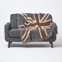 Plaid Überwurf Union Jack-Flagge, 100% Baumwolle, 125 x 150 cm, Homescapes