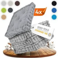 Gräfenstayn Sitzkissen 4er Set 40x40 cm mit 8 cm Polsterung aus 100 % Baumwolle -, robustes Sitzkissen für Indoor & Outdoor, bequemes Bodenkissen