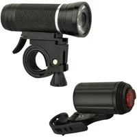 FISCHER Fahrrad Fahrradbeleuchtung LED Fahrrad-Licht Set ALU Beleuchtung 30 Lux, Frontlampe 30 15 Lux 2 Stufen Rücklicht StVZO zugelassen Halter