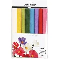 Creotime Kreativset Krepppapier Bastelset 25x60cm 105g, 8 Rollen