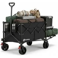Sekey Bollerwagen 150 KG Faltbarer Bollerwagen Faltbar Handwagen verlängerbar auf 129 cm, 160L bis 240L dank erweiterbarer Heckklappe / Hintertür für Hund
