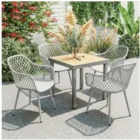 Outsunny Gartenstuhl Balkonstühle aus Kunststoff mit Armlehne Rückenlehne (UV-beständige Terrassenstühle, 4 St), bis 120 kg belastbar für Hinterhof, Garten, Balkon Grau