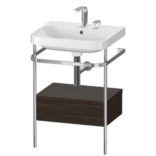 Duravit Happy D.2 Plus c-shaped Set mit Metallkonsole und Schubkasten Nussbaum gebürstet Matt 575x49 HP4840E6969