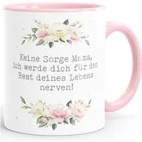 MoonWorks Tasse Kaffee-Tasse Geschenk für Mama Spruch lustig Muttertagssprüche Blumen, Keramik