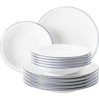 Seltmann Weiden Tafelservice Geschirr-Set, Compact Blaurand, 12 Teile (12-tlg), 6 Personen, Porzellan, Geschirr, Teller Set, Speiseteller, Suppenteller, Made in Germany