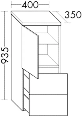 Burgbad Halbhoher Schrank Sinea Matt 935x400x350 Dunkelgrau Solid Matt, UHFI040RF1765 UHFI040RF1765