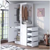 OKWISH Kleiderschrank Schrank (mit 4 Schubladen & offenem Hängefach, 1 Tür, 70×40×170 cm)