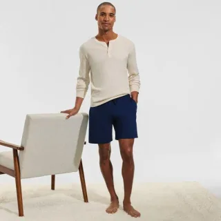 Pyjama-Shorts aus Baumwoll-Jersey, Herren,  Blau, Baumwolle, by Lands' End
