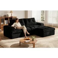 Patbrela Ecksofa Couch L-Form,Sofa Samtstoff Vierersofa mit Liegefläche, Modulares 85-Zoll-Wohnzimmer-Sofaset,Groß und bequem