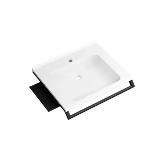 Hewi Mineralguss-Waschtisch 950.19.072DC 65x58cm, mit Haltegriff 65cm, Ablage, weiß, schwarz tiefmatt