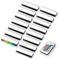 kalb LED Glaskantenbeleuchtung LED RGB Glaskantenbeleuchtung Vitrinenbeleuchtung Clip Glas, 15er Set