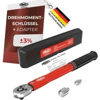 FAMEX Drehmomentschlüssel 10878-2A Drehmomentschlüssel 1/4 Zoll, 5-30 Nm (auf ±3% kalibriert, vor Auslieferung zusätzlich geprüft), mit Kalibrierschein, Fahrrad, Adapter