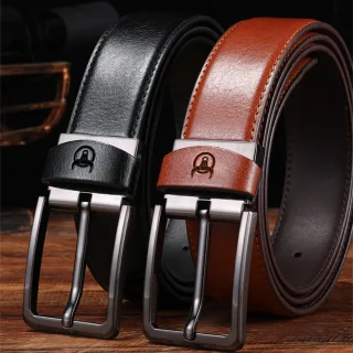 BULLCAPTAIN 130cm Genuine Leather Men's Fashionable Pinch-buckle Belt with Box as Valentine's Day Birthday Gift for Husb
