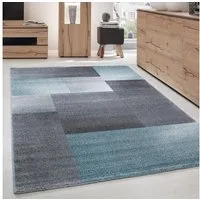Carpettex Frisé-Teppich Kariert Design, Läufer, Höhe: 11 mm, Kurzflor Teppich Wohnzimmer Kariert Design Blau Teppich im modern Stil
