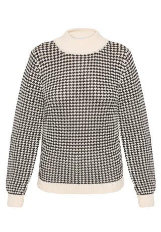 Betty & Co - Pullover mit Hahnentritt beige/schwarz - Gr. - 36