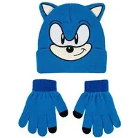 Cerda Bommelmütze Sonic 2er Set Kinder Winter Accessoire set mit Handschuh