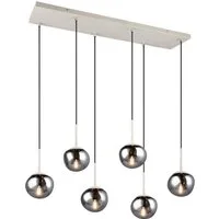 s.Oliver Pendelleuchte ANJELLA, Hängelampe beige exkl. E14, warm grey (beige) + smoke Glas, Leuchtmittel wechselbar, warmweiß - kaltweiß, mit mundgeblasenen Glasschirmen in rauchgrau, max 10W